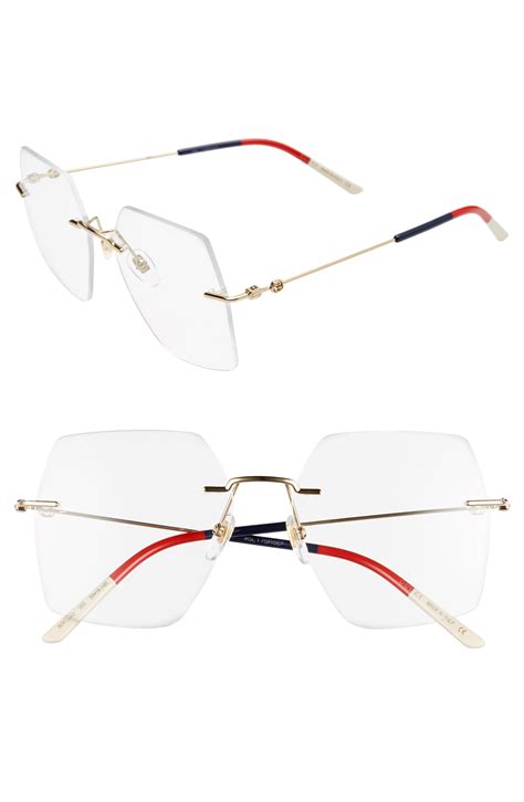 gucci 55mm rimless square optical glasses